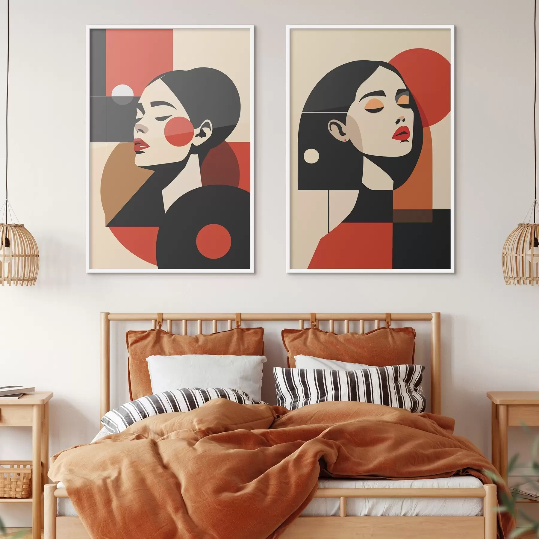 Papier peint Portraits de femmes dans le style Bauhaus d00516