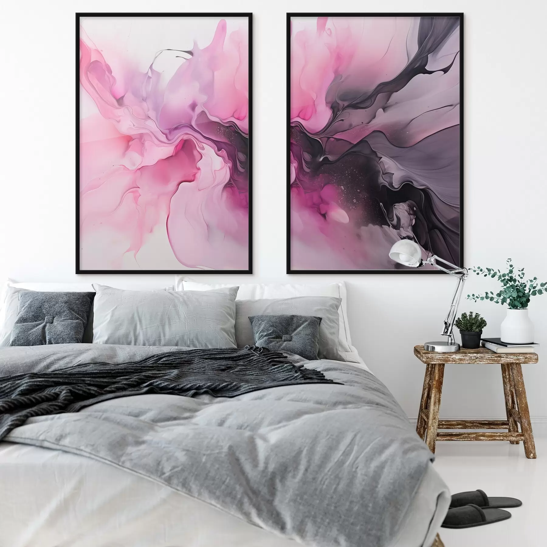 Papier peint Des tourbillons abstraits de rose, de violet et de noir se fondent dans une composition fluide et organique, créant une impression de mouvement d00532