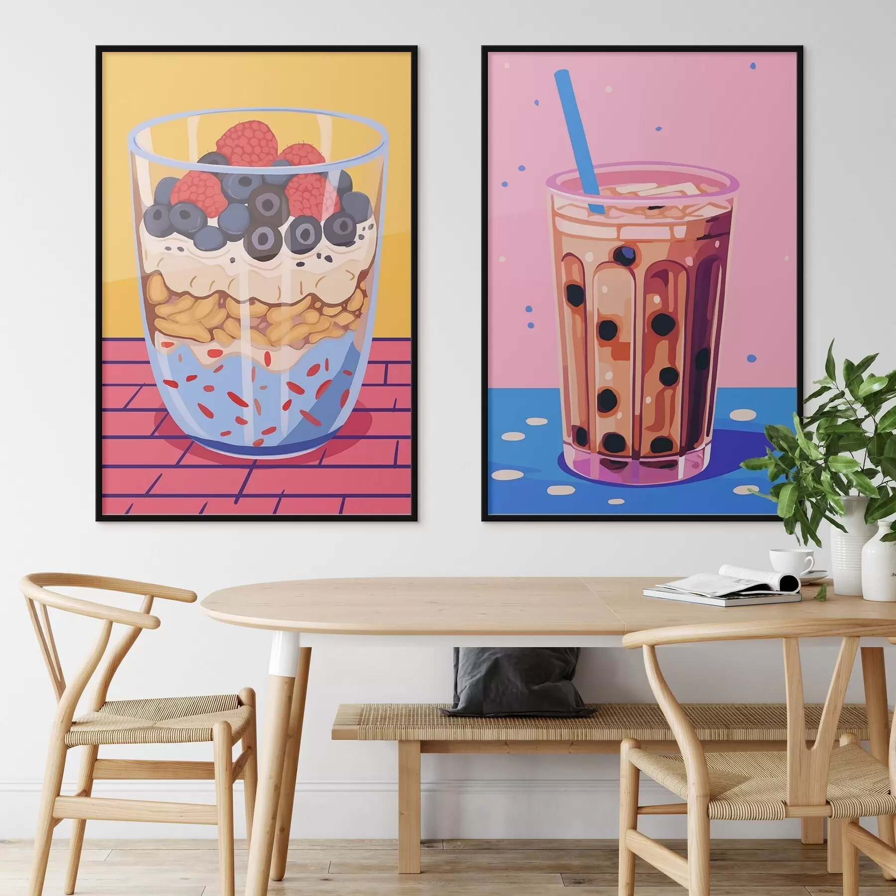 Papier peint Bubble tea et granola avec fruits d00545