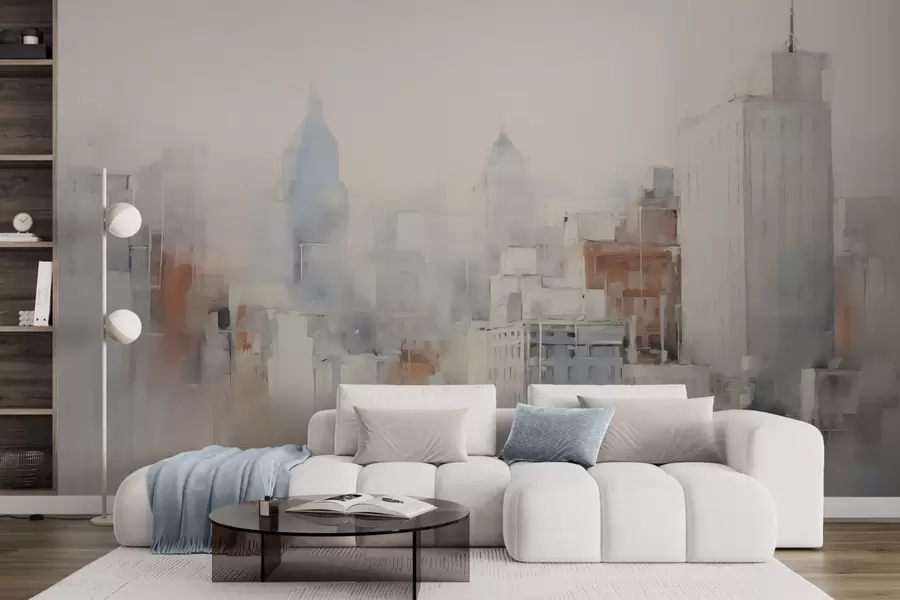 Papier peint Imitation abstraite d'une ville dans la peinture w04897