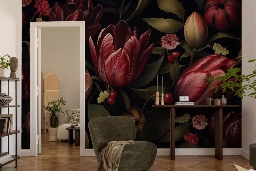 Papier peint Jardin des tulipes noires w05038