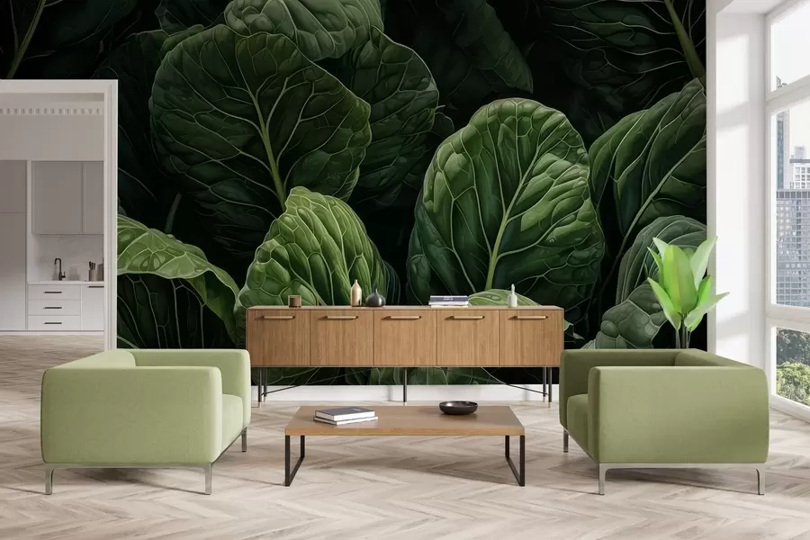 Papier peint Feuilles vertes ludiques w05043