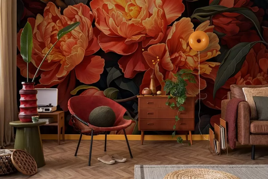 Papier peint Soirée florale chaleureuse w05044