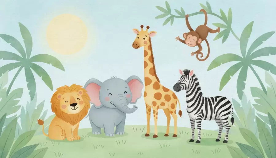 Papier peint Animaux peints à l'aquarelle w05046