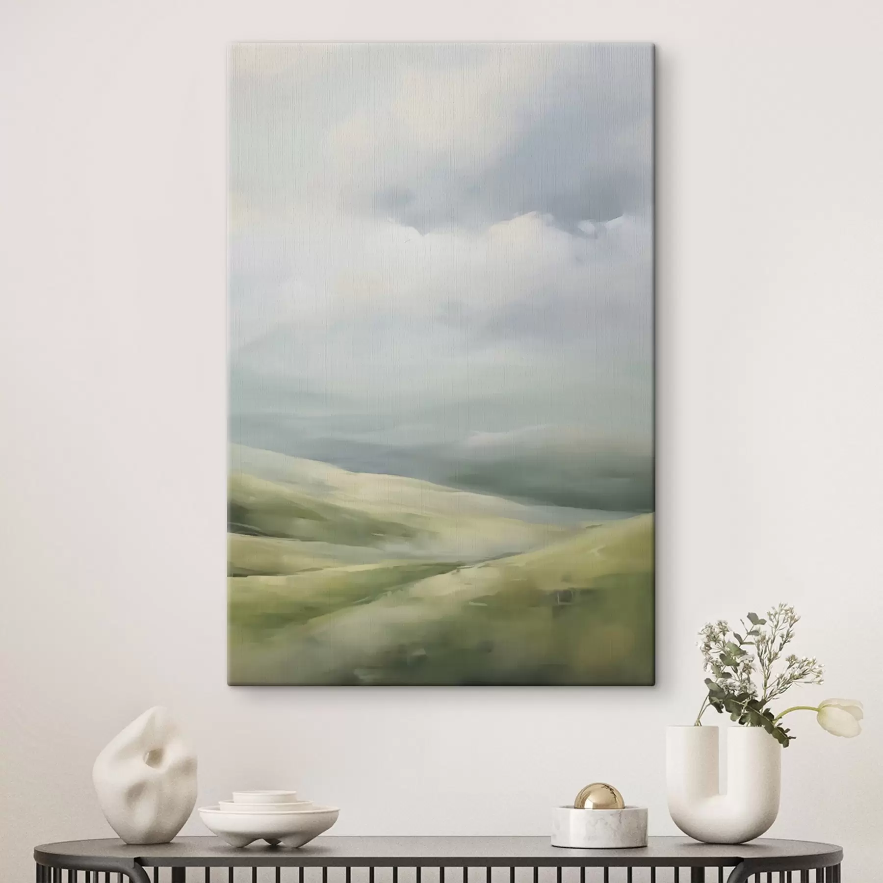 Tableau Champ sur fond de nuages s47243