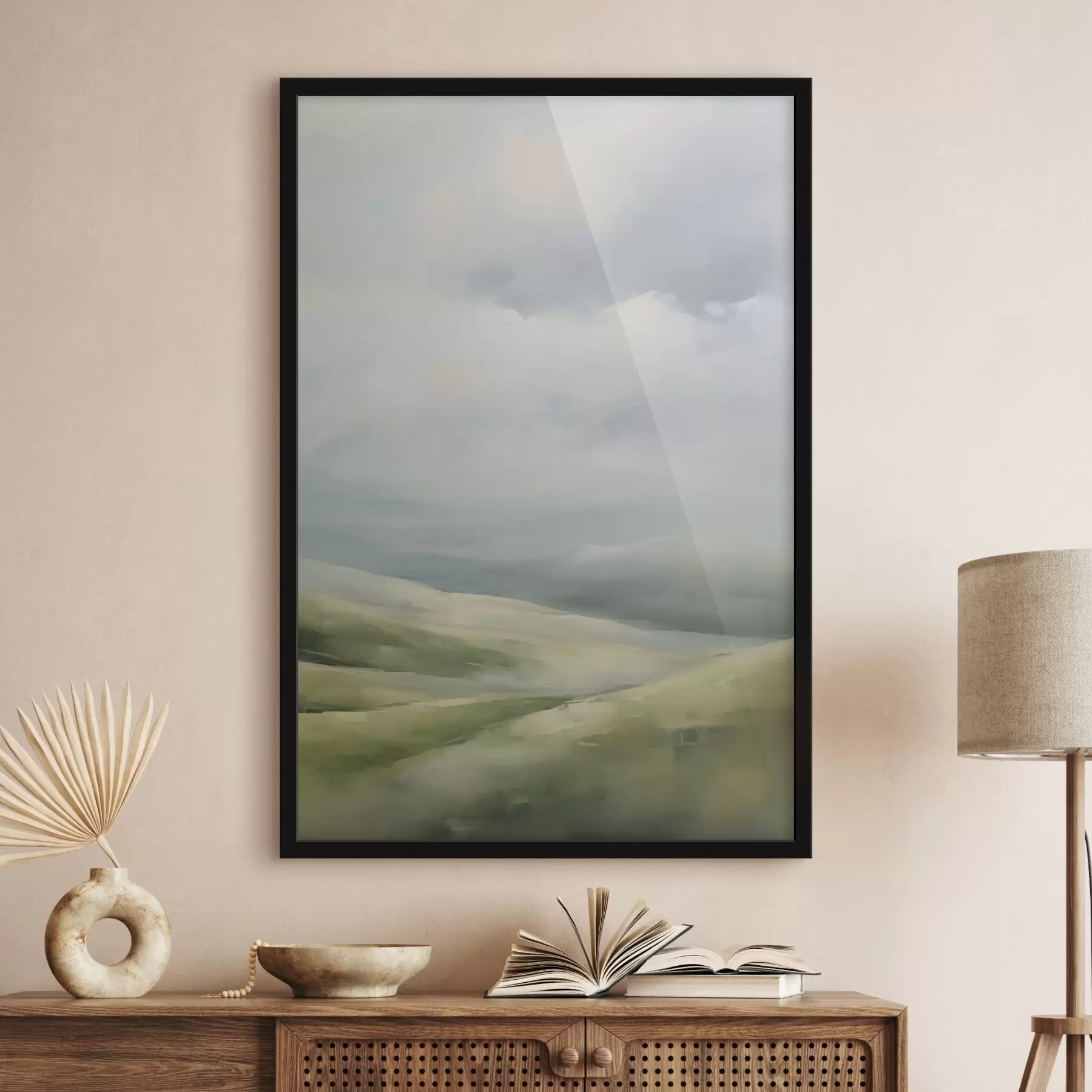 Papier peint Champ sur fond de nuages f47243