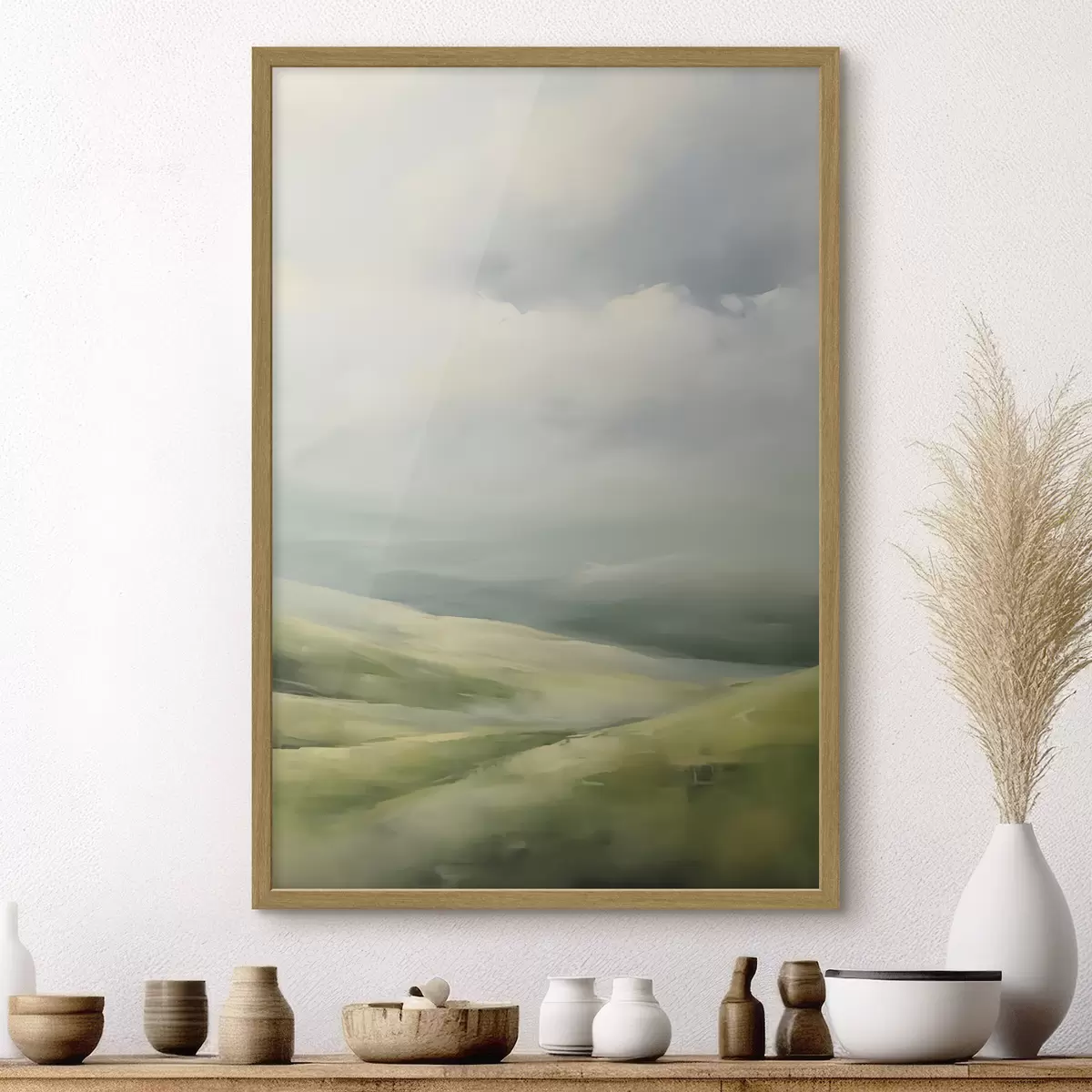 Poster Champ sur fond de nuages f47243