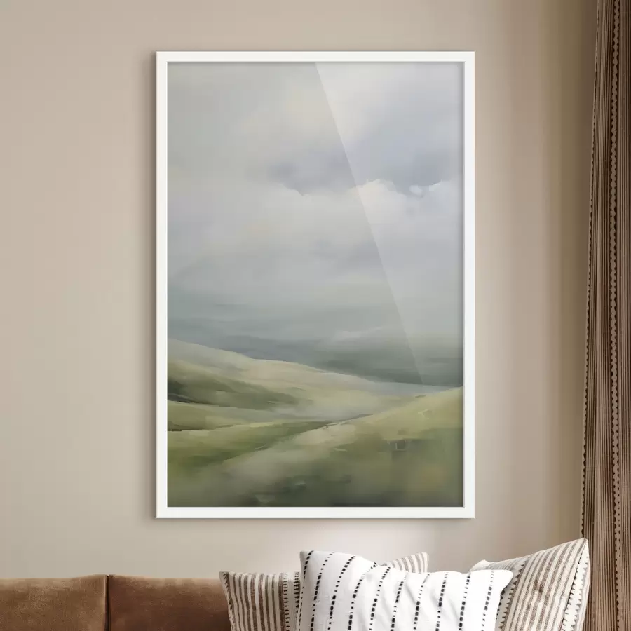 Papier peint Champ sur fond de nuages f47243