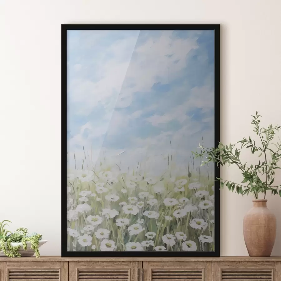 Papier peint Peinture imitation champ de marguerites f47246