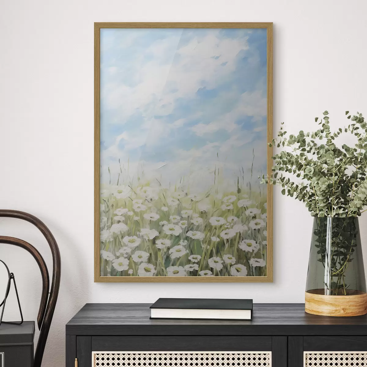 Poster Peinture imitation champ de marguerites f47246