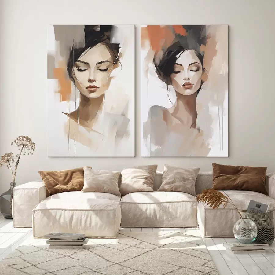 Tableau Portrait abstrait d'une jeune fille m01159