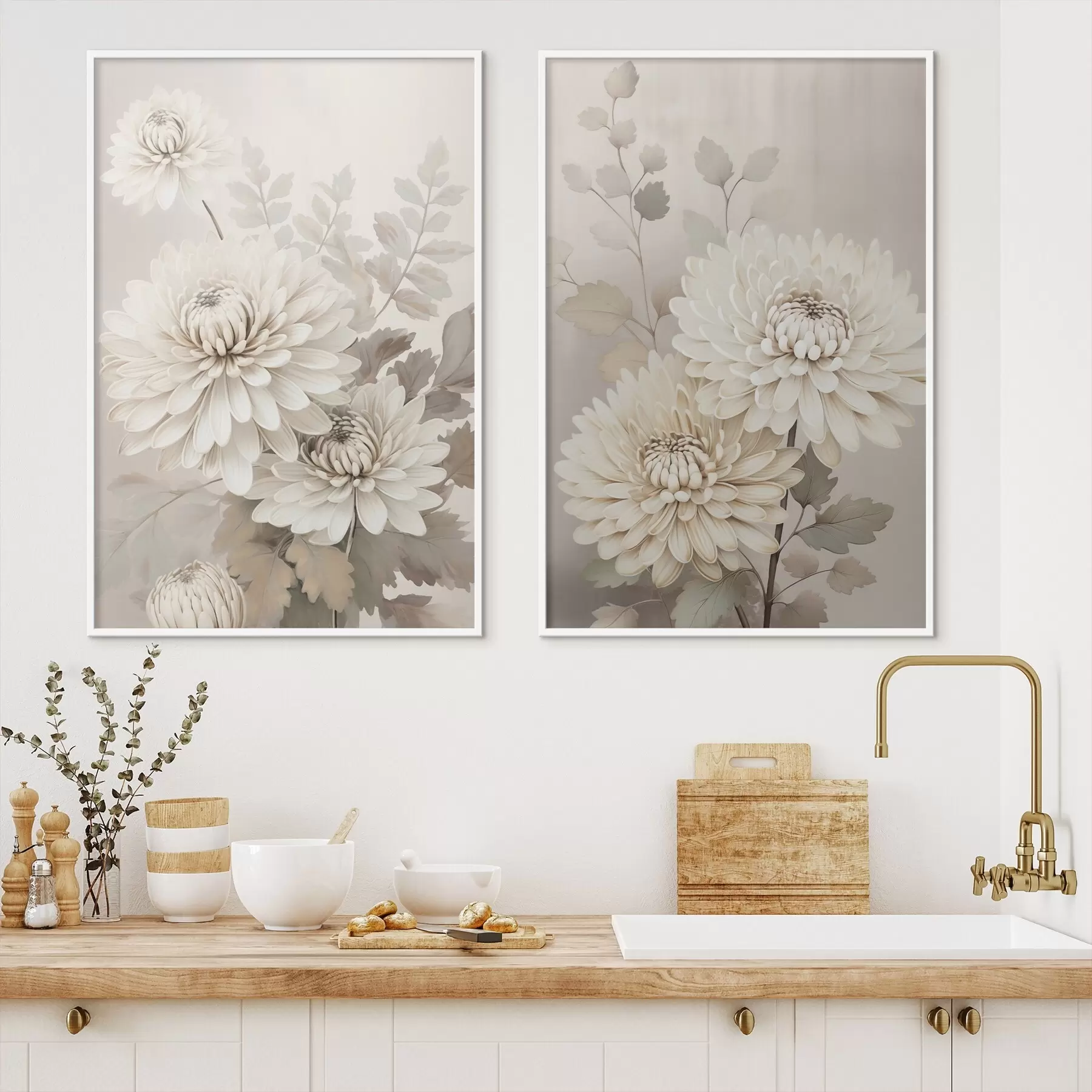 Papier peint Chrysanthèmes abstraits d00856