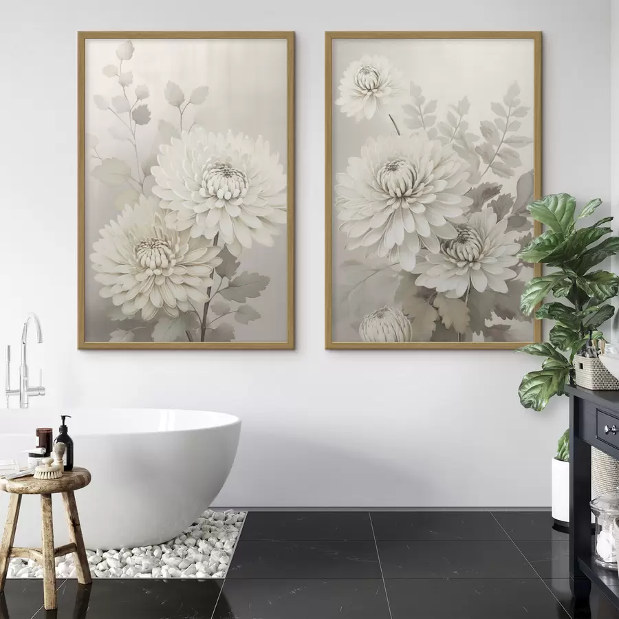 Papier peint Chrysanthèmes abstraits d00856