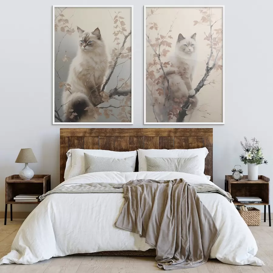 Papier peint Un chat sur une branche d'arbre d00871