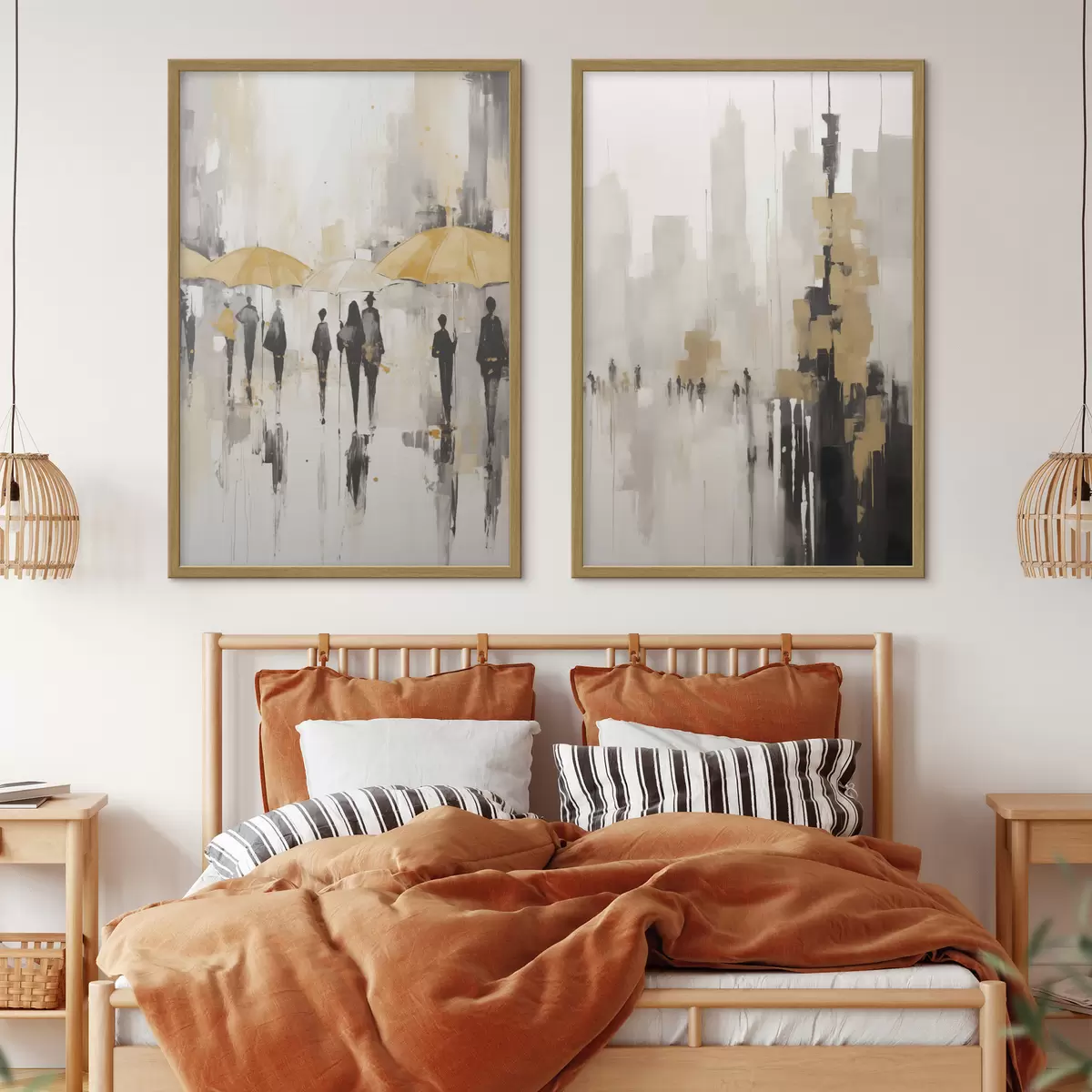 Poster Duo urbain en ocre d00873