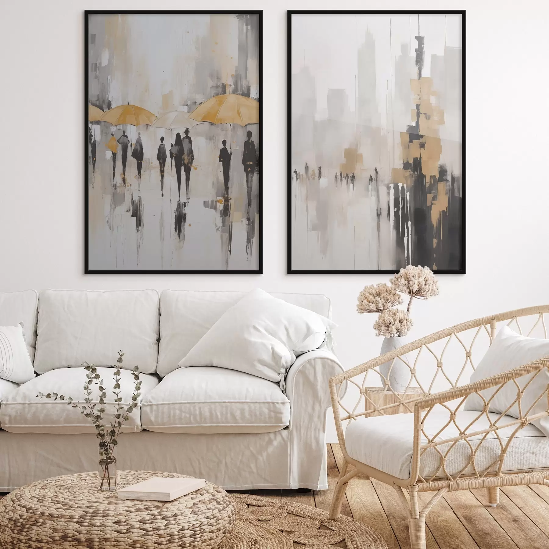 Papier peint Duo urbain en ocre d00873
