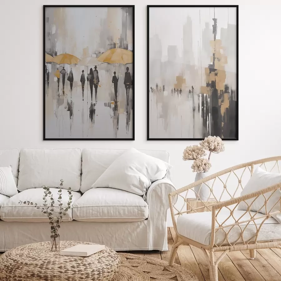 Papier peint Duo urbain en ocre d00873