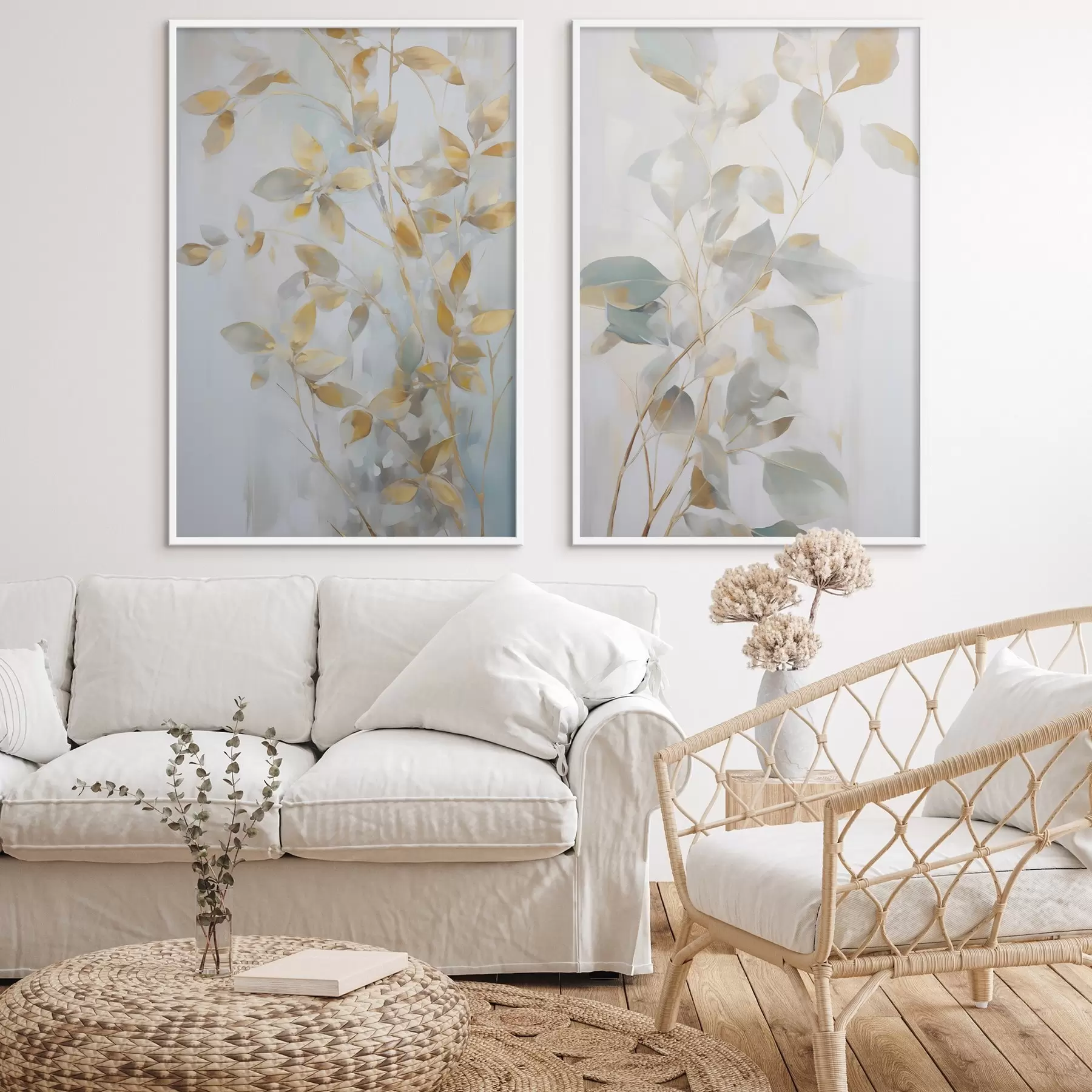 Papier peint Feuilles abstraites imitation de peinture d00907