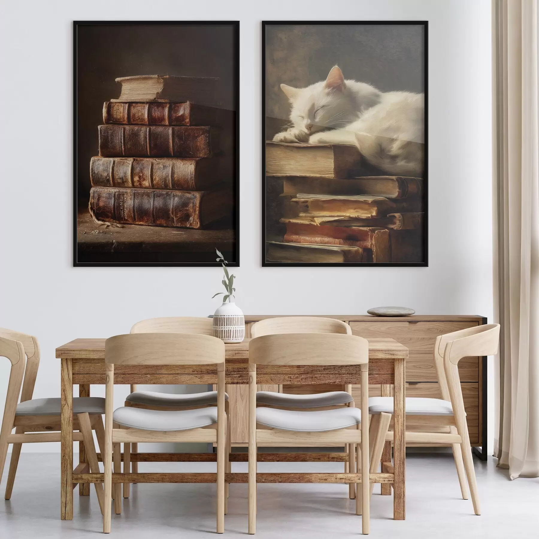 Papier peint Chat sur des livres d00918