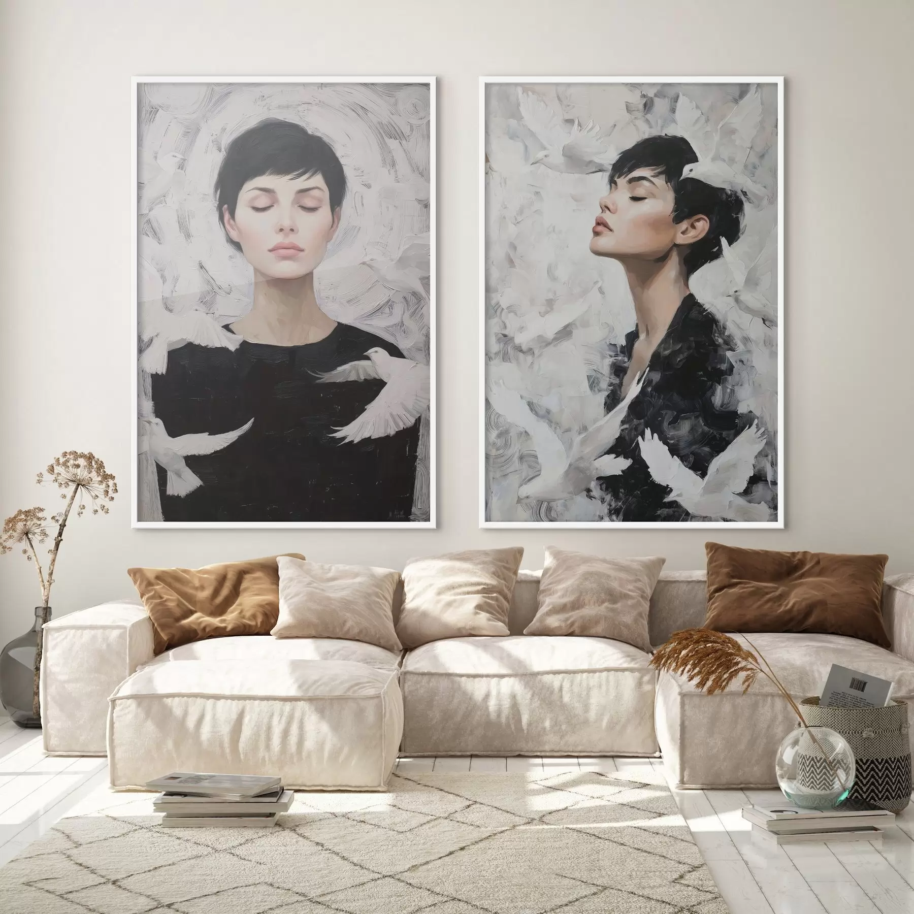 Papier peint Femme aux colombes d00923