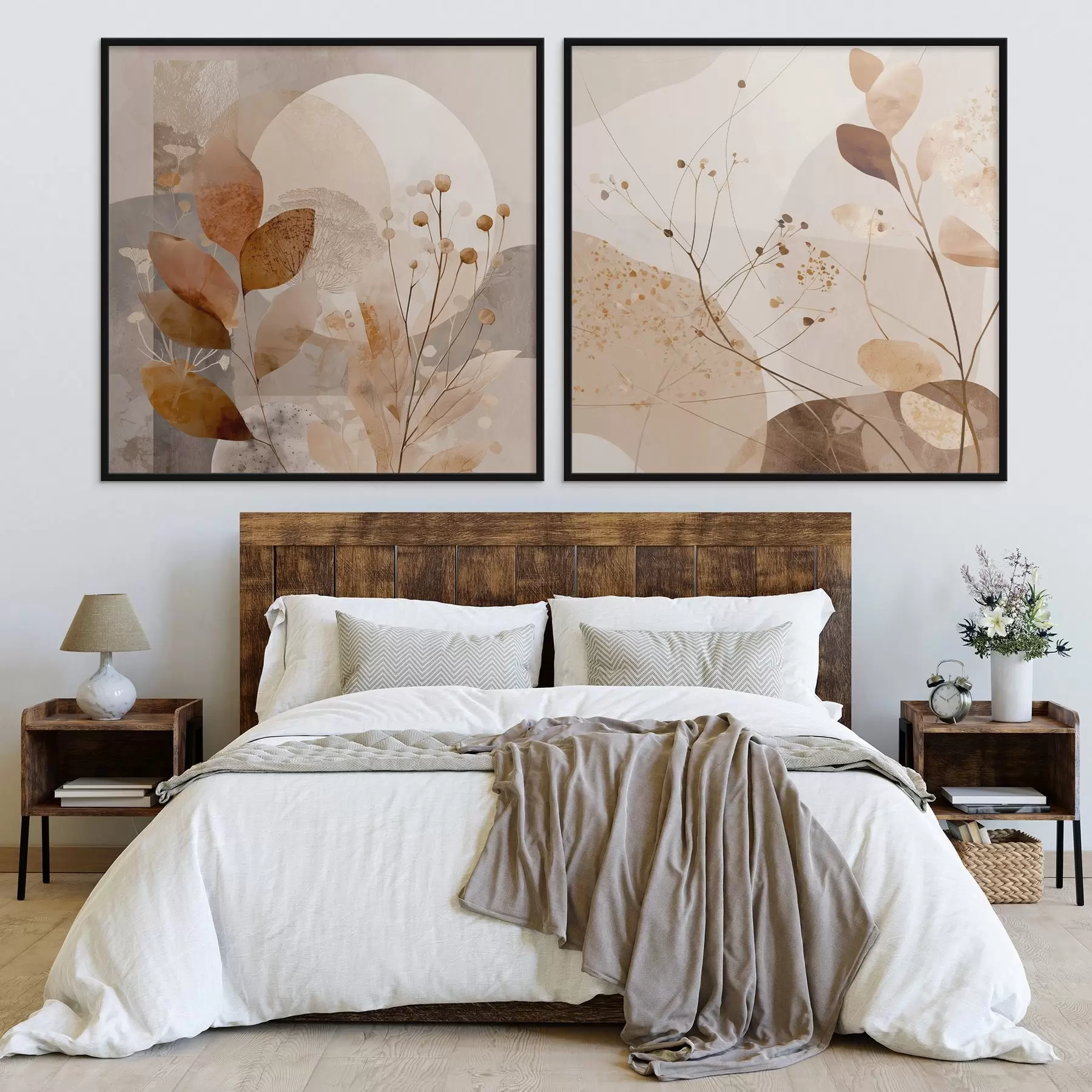 Papier peint Composition florale abstraite en deux parties d00892