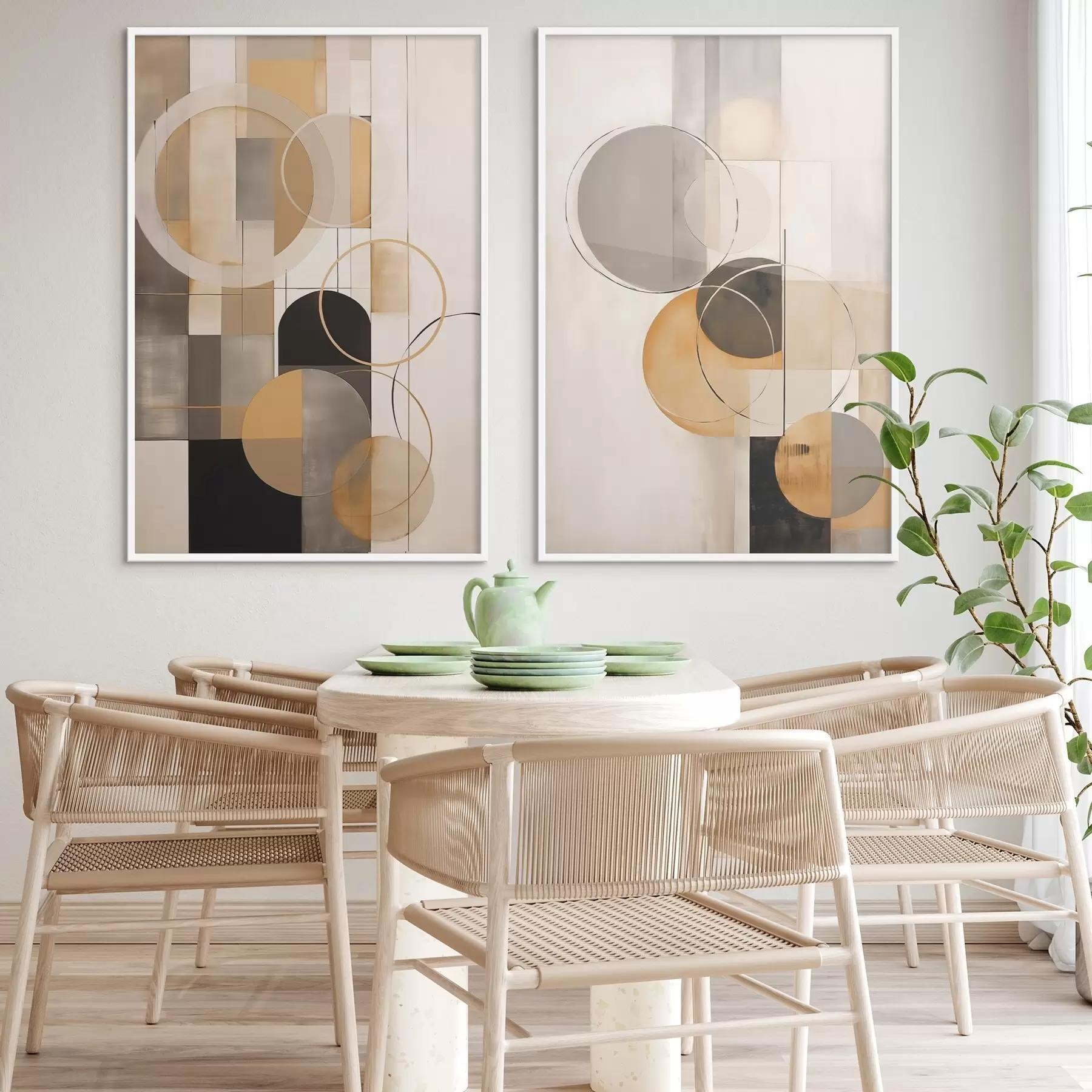 Papier peint Abstraction géométrique avec des cercles d00858