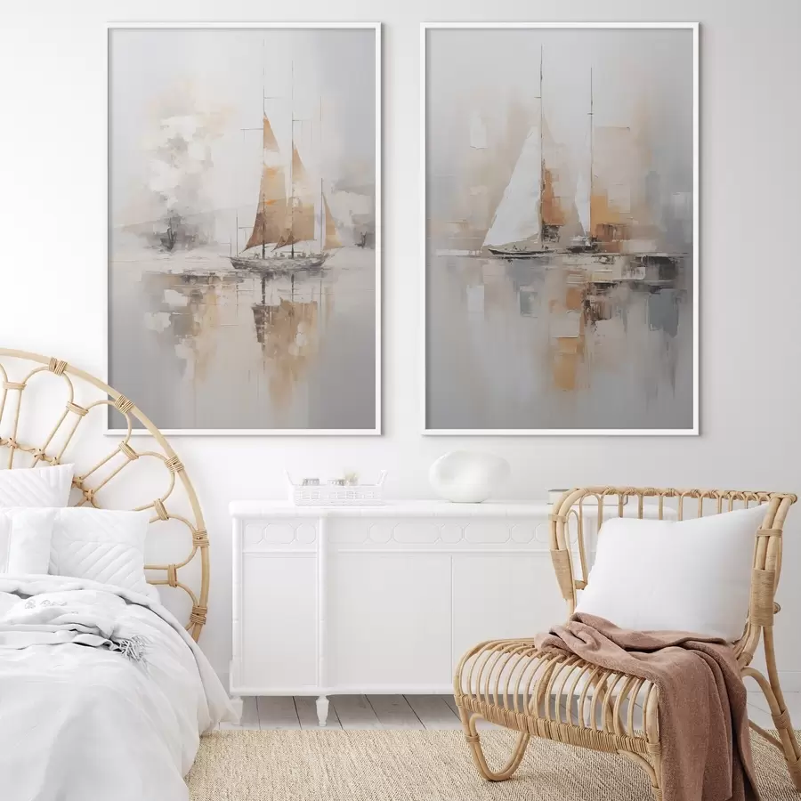 Papier peint Peinture imitation voilier d00948