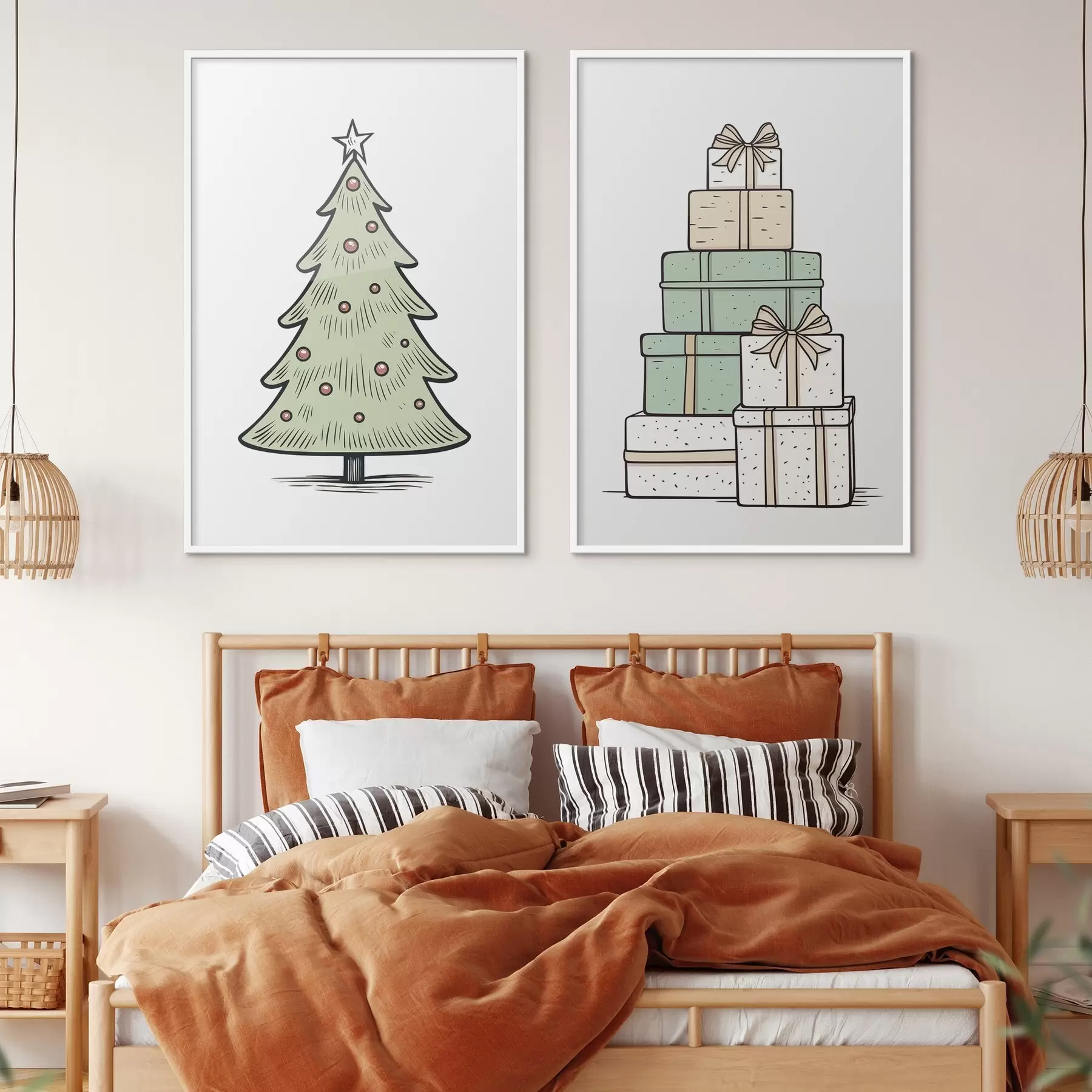 Papier peint Sapin de Noël et cadeaux d00953