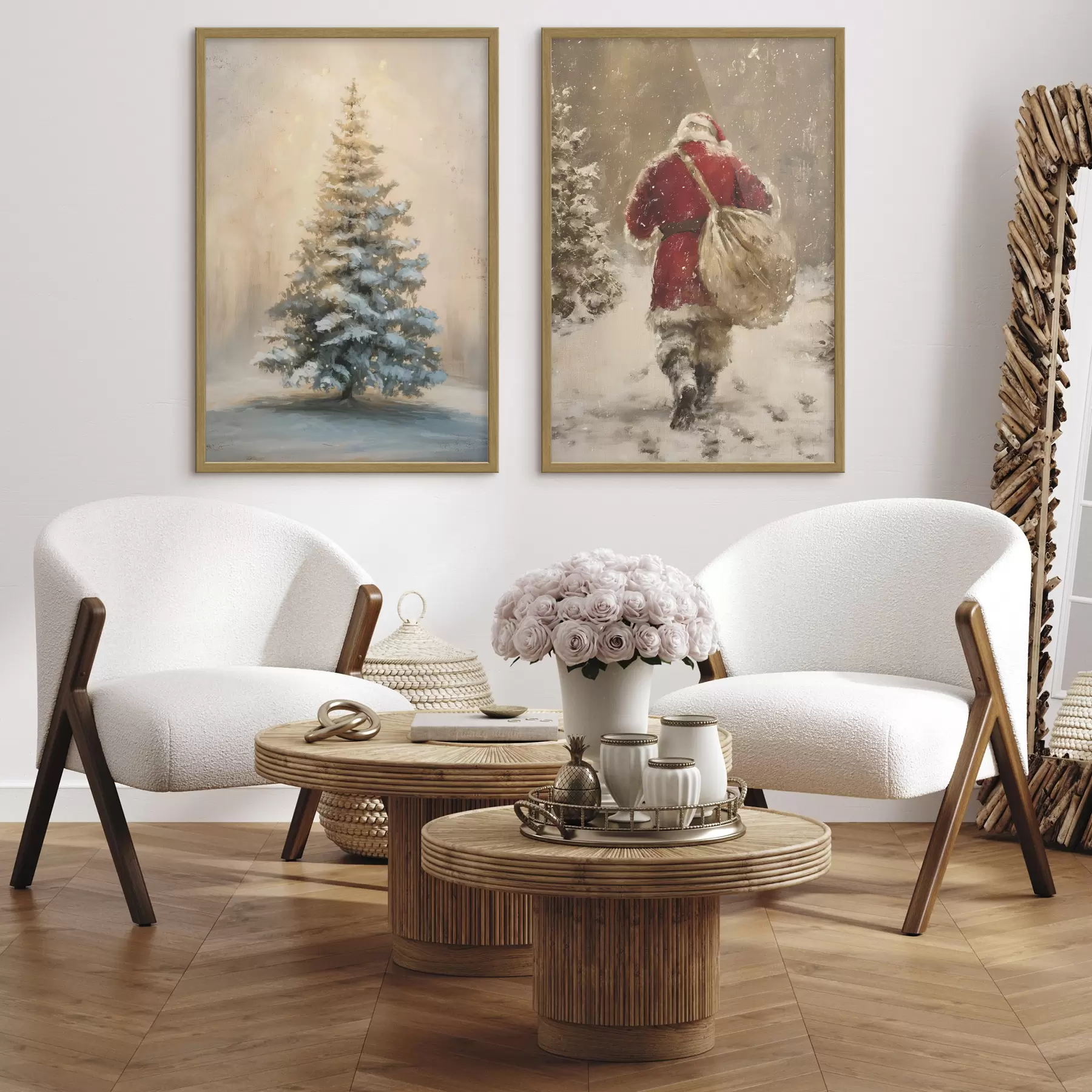 Papier peint Père Noël et sapin de Noël d00956