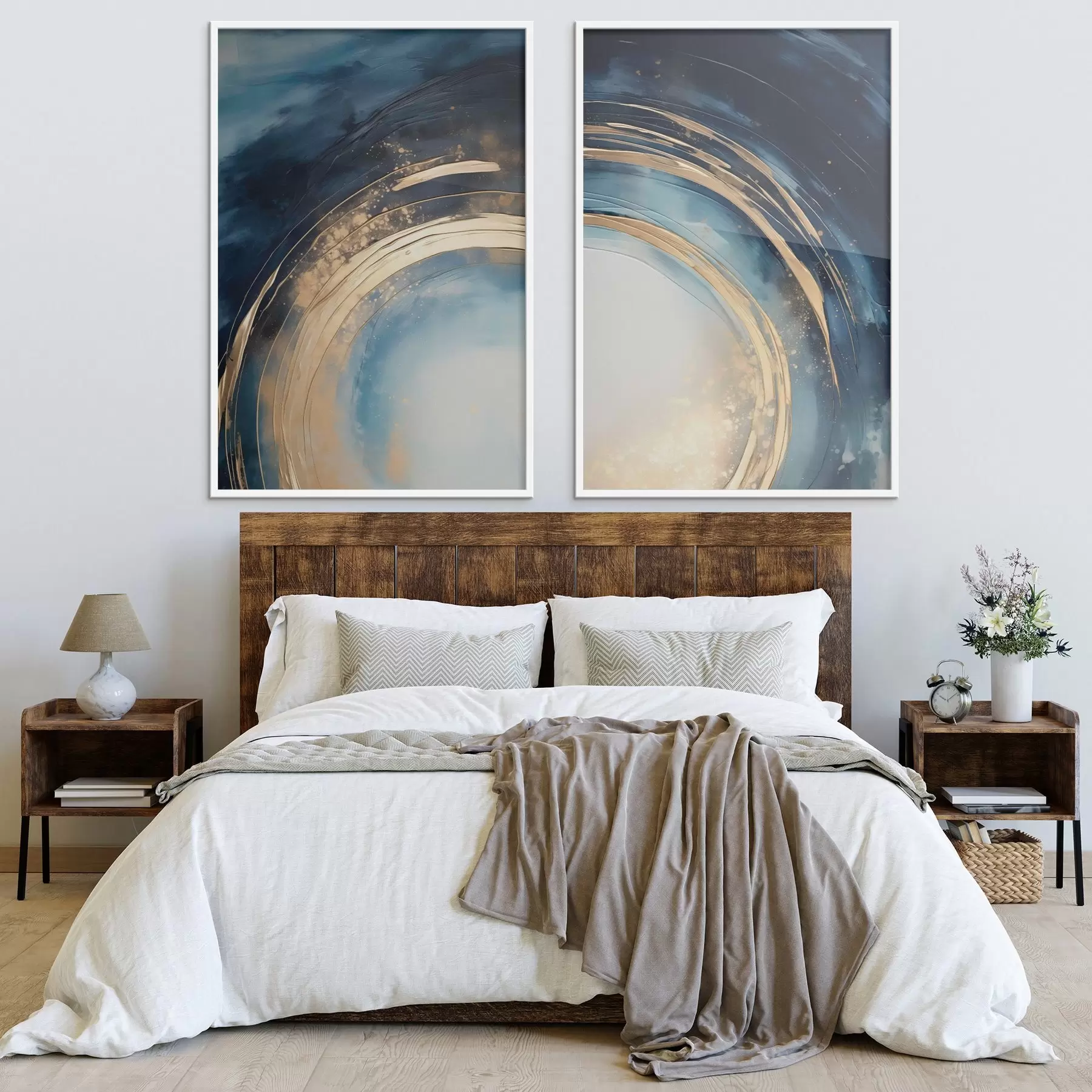 Papier peint Balayage circulaire bleu nuit avec arcs métalliques d00969