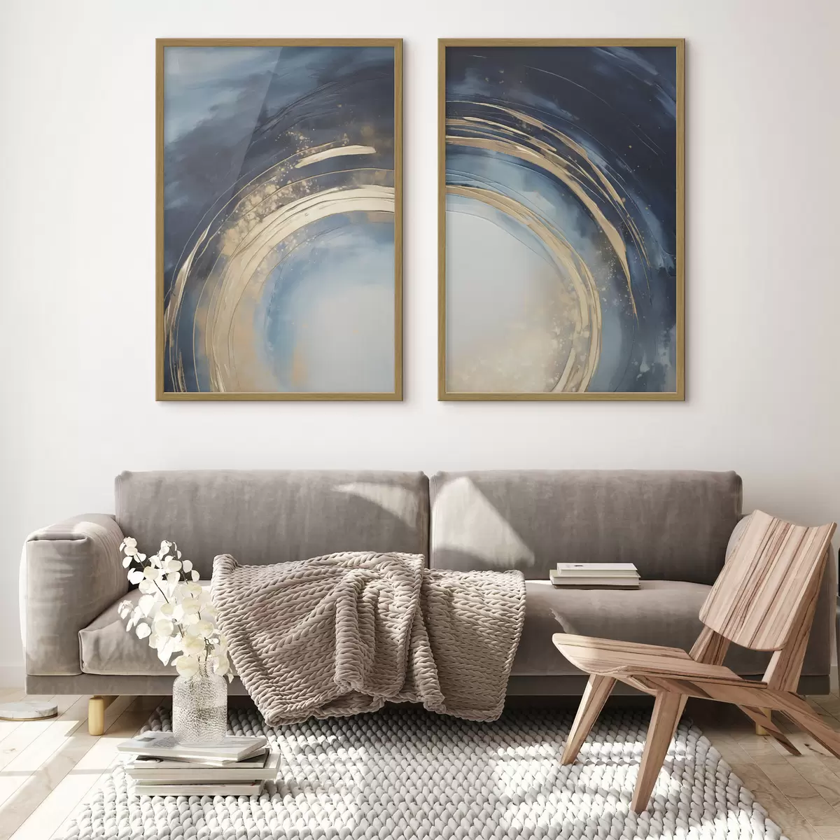 Poster Balayage circulaire bleu nuit avec arcs métalliques d00969