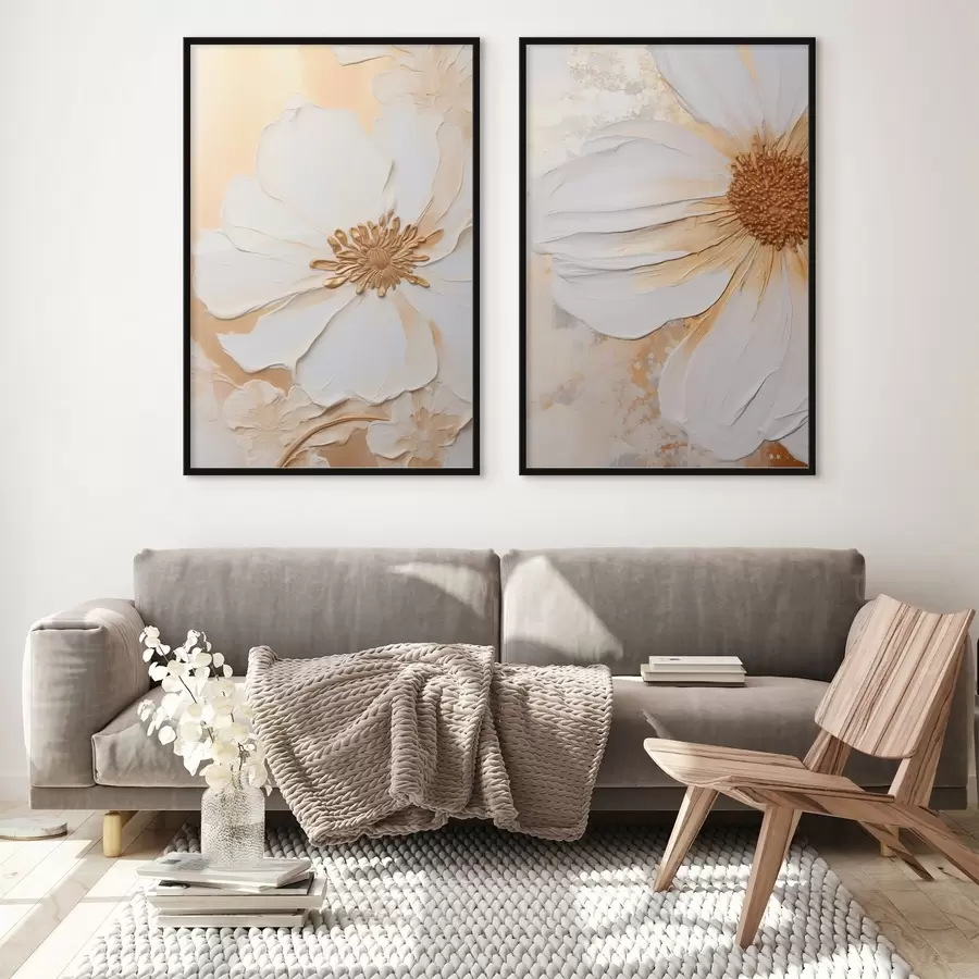 Papier peint Une fleur blanche aux pétales délicats, fond abstrait texturé, élégant, art décoratif d01006