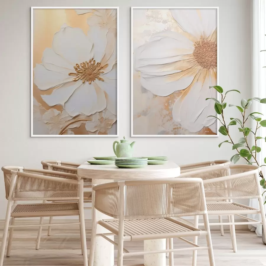 Papier peint Une fleur blanche aux pétales délicats, fond abstrait texturé, élégant, art décoratif d01006