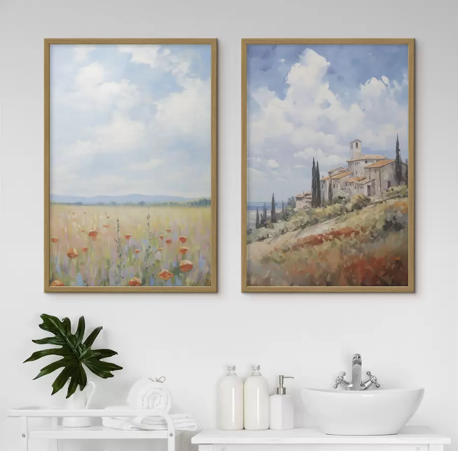Papier peint Imitation de peinture représentant un paysage rural d01018