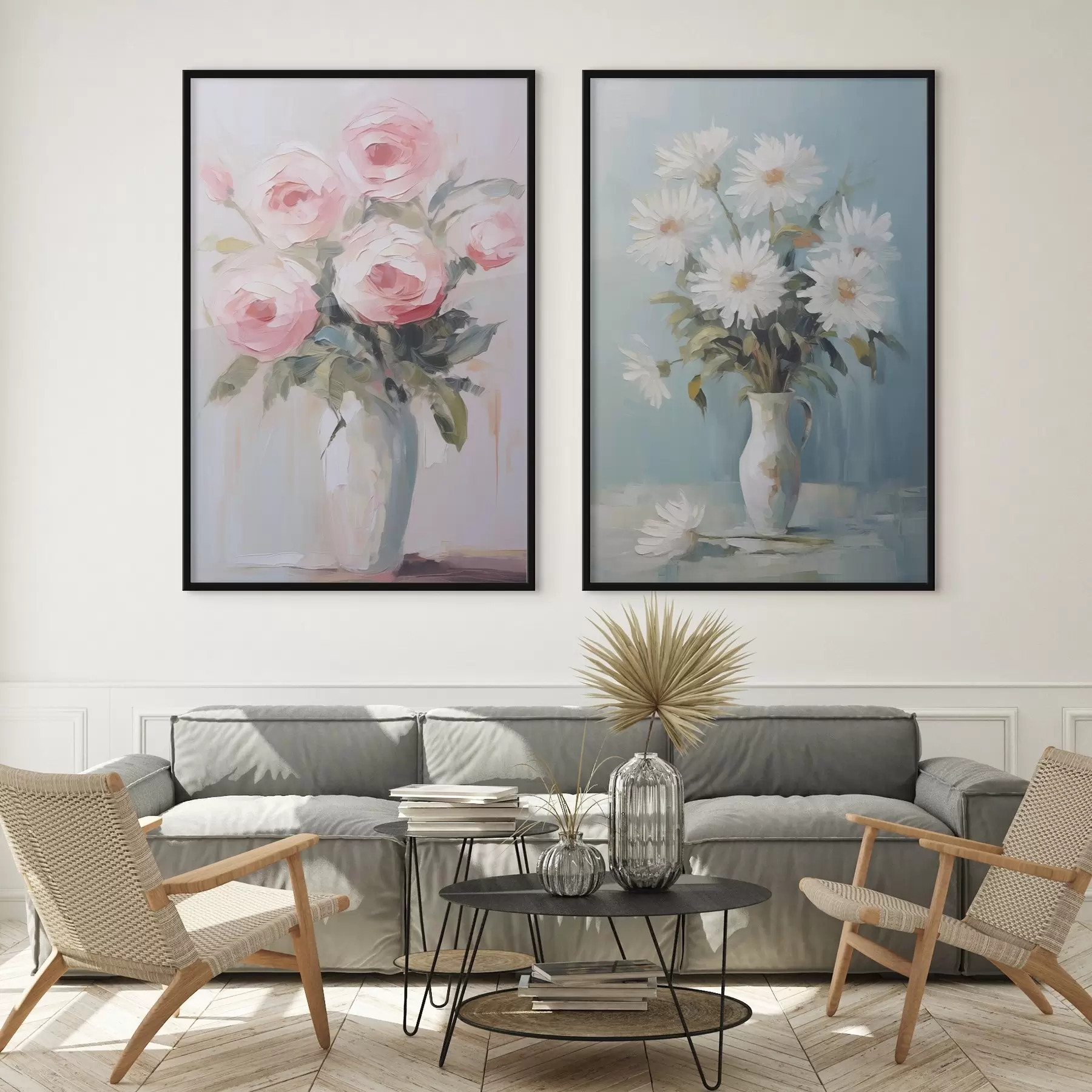 Papier peint Fleurs dans un vase, peinture imitation d01027