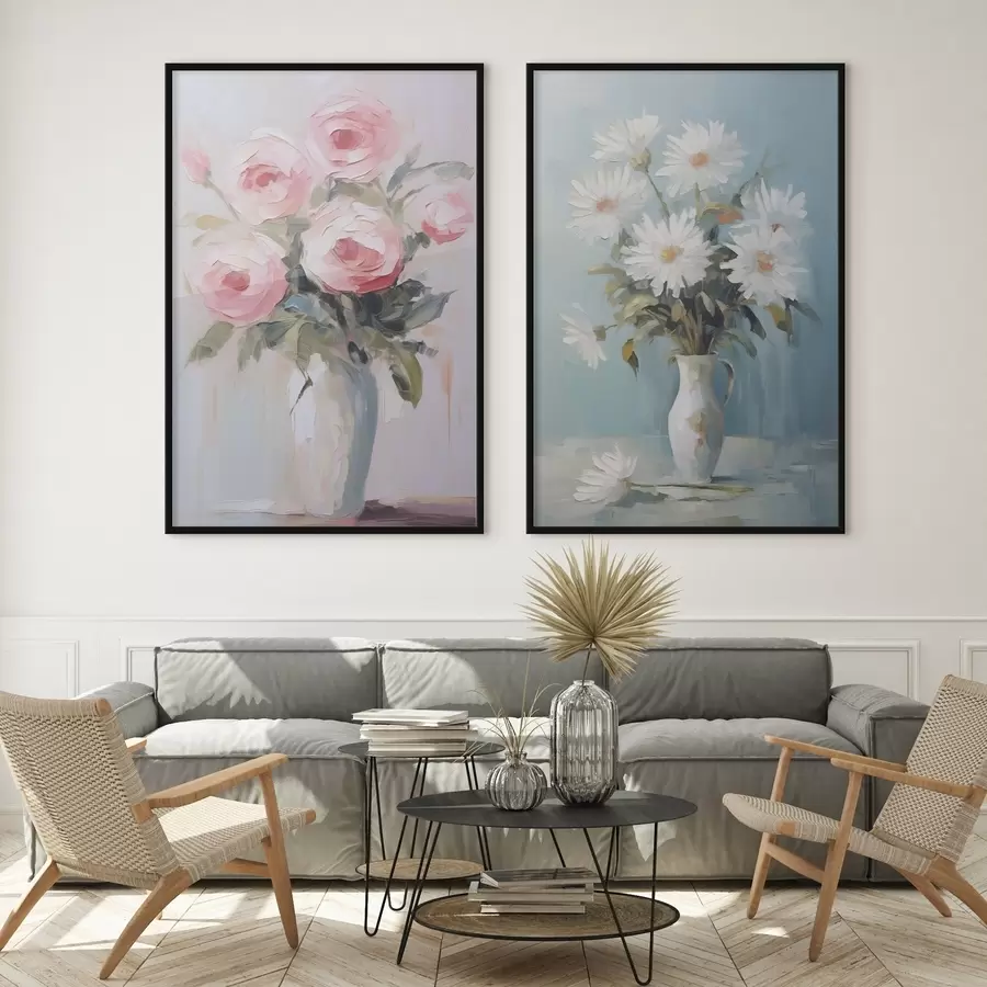 Papier peint Fleurs dans un vase, peinture imitation d01027