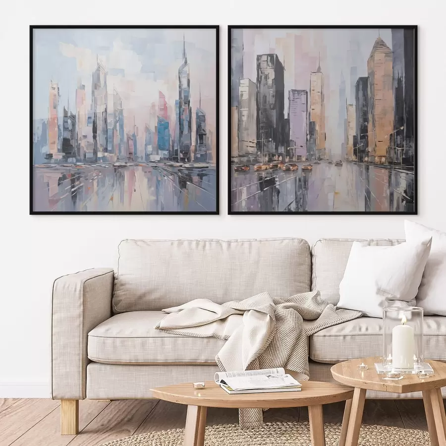 Papier peint Imitation abstraite d'une ville dans la peinture d01032