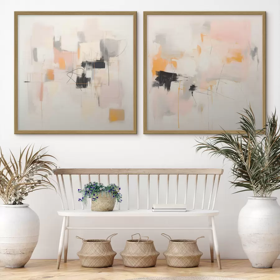 Papier peint Composition artistique avec des accents contrastés en deux parties d00980