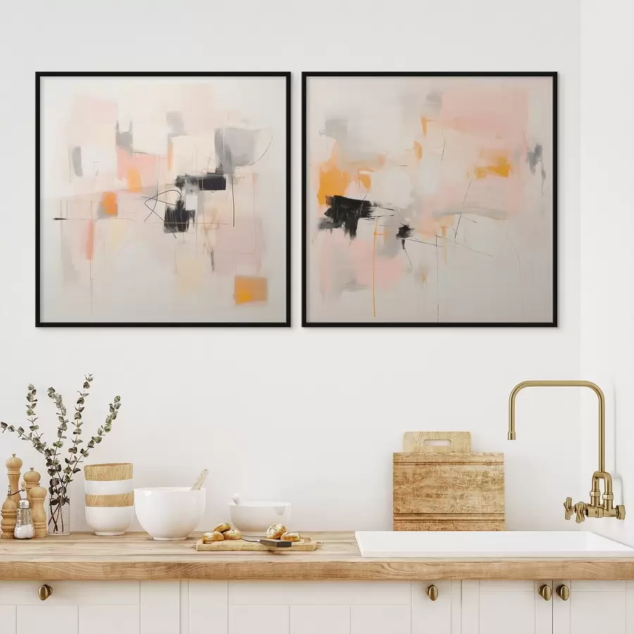 Papier peint Composition artistique avec des accents contrastés en deux parties d00980