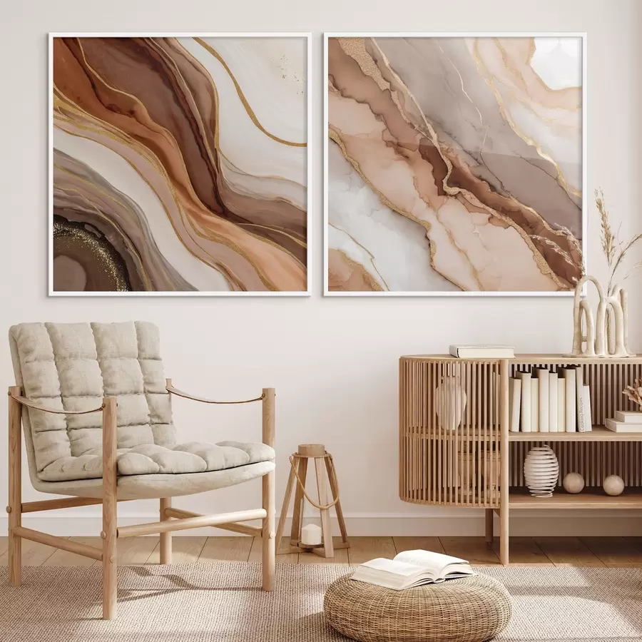 Papier peint Composition abstraite en deux parties avec des transitions fluides et superposées d00982