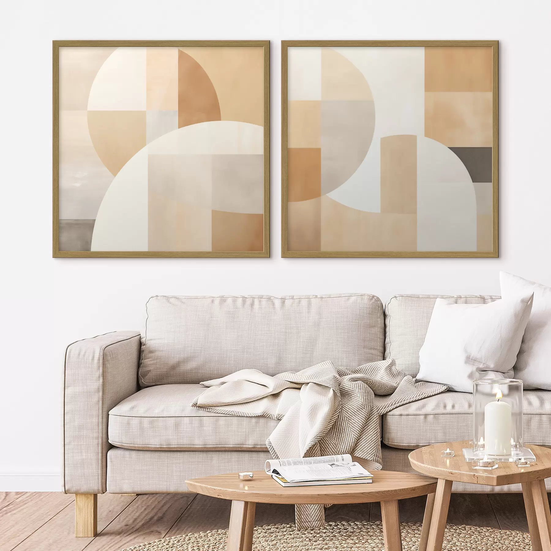 Papier peint Composition avec de grandes formes et des blocs de couleurs douces d00986