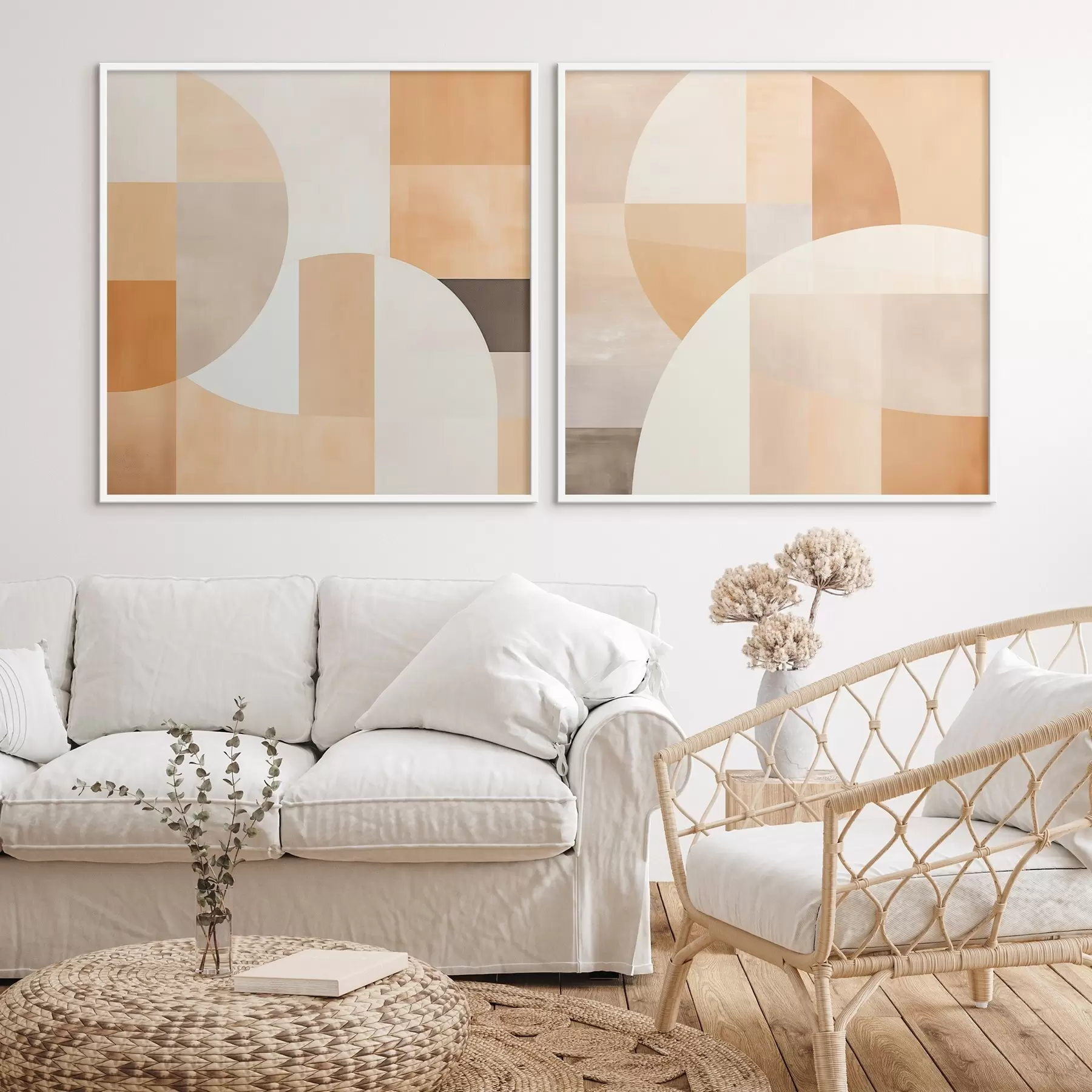 Papier peint Composition avec de grandes formes et des blocs de couleurs douces d00986