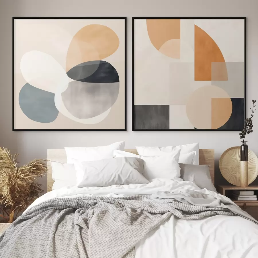 Papier peint Intersections arrondies de formes dans le minimalisme aquarellé d00993