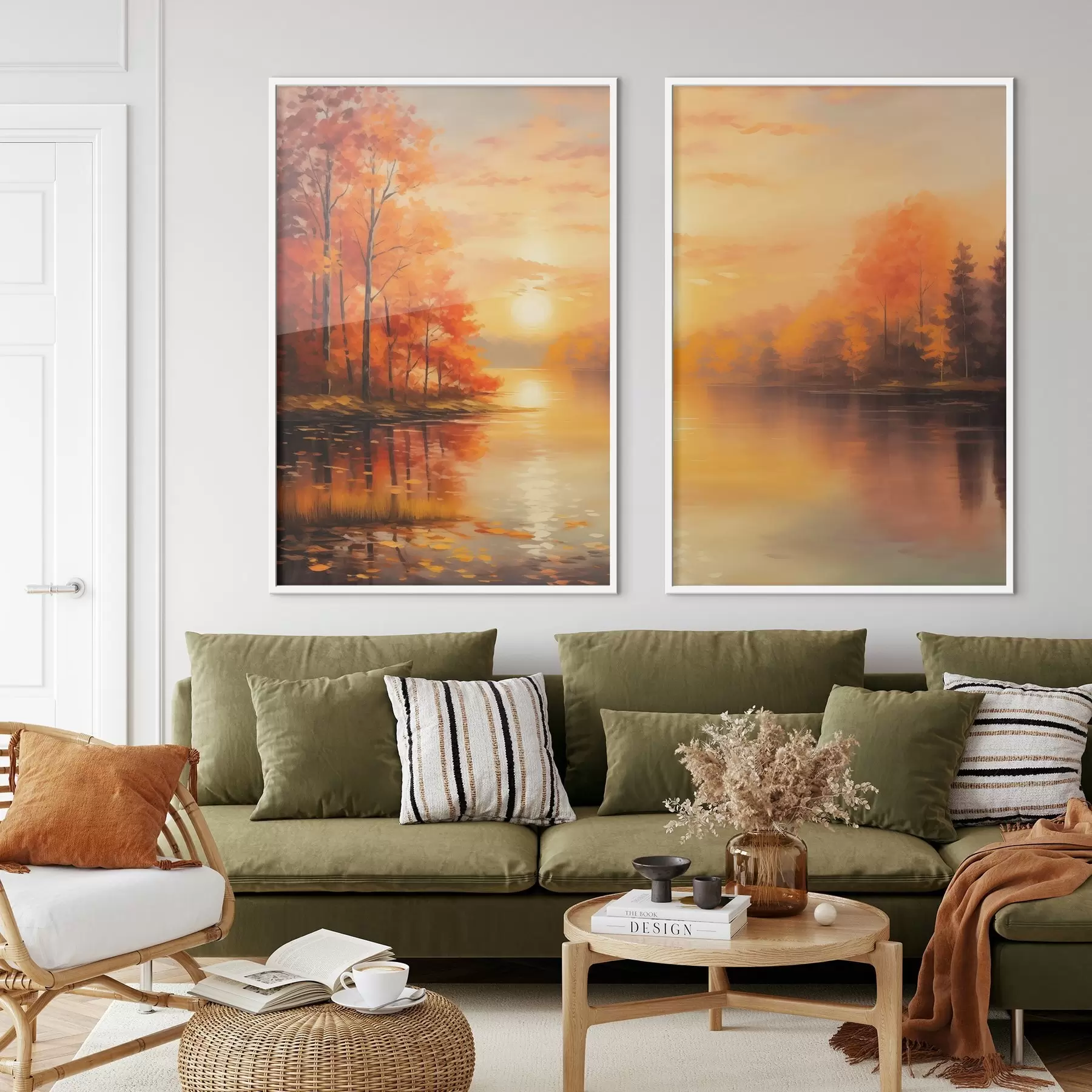 Papier peint Forêt automnale au coucher du soleil d01051