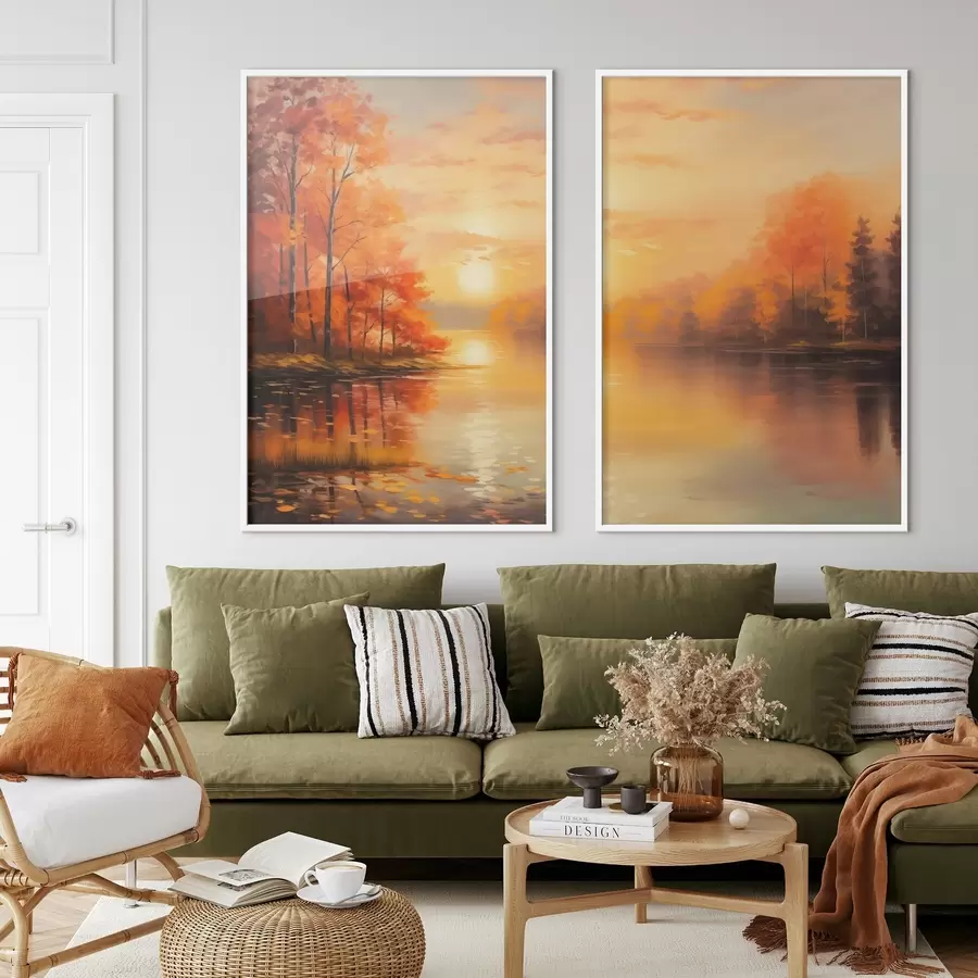 Papier peint Forêt automnale au coucher du soleil d01051