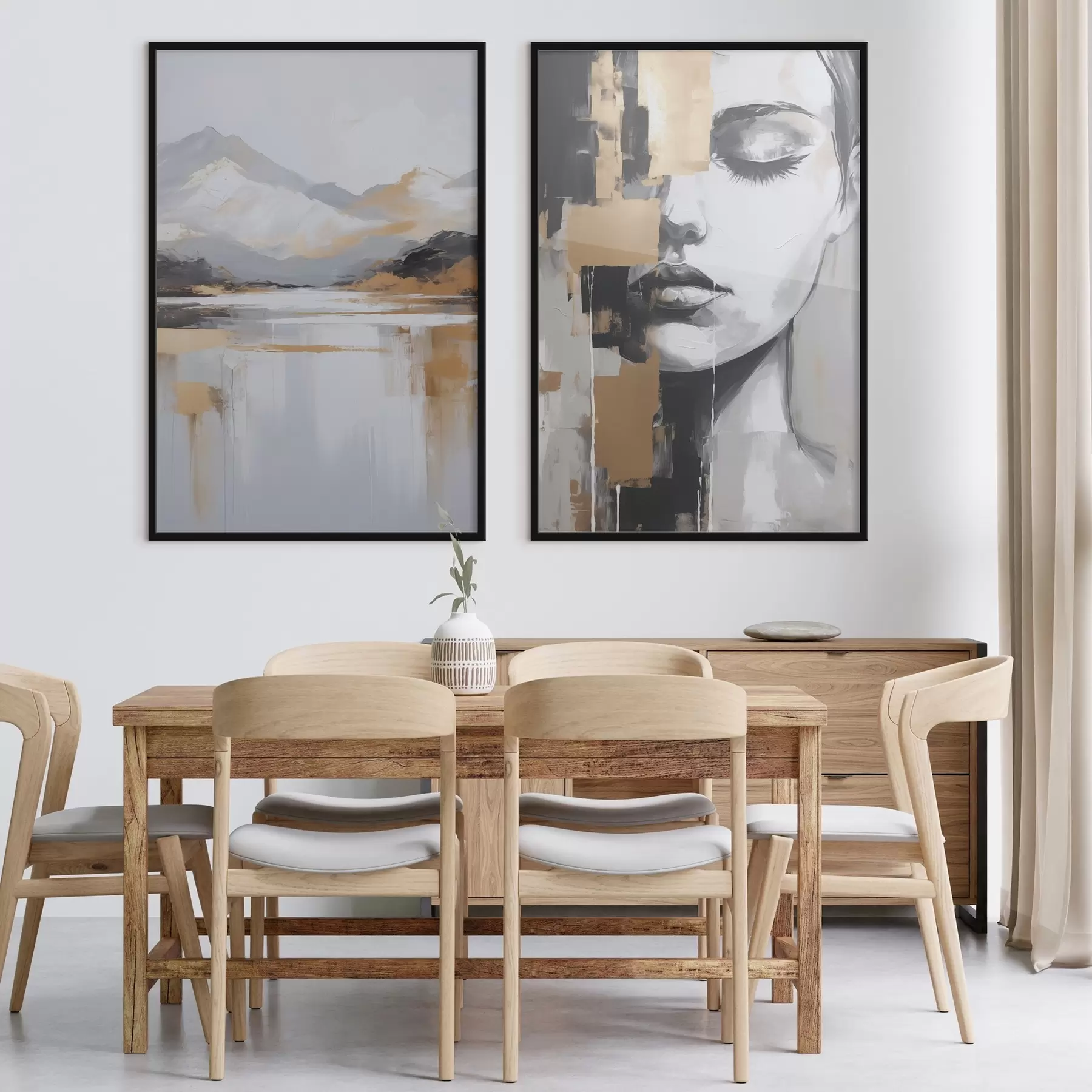 Papier peint Paysage montagneux abstrait et portrait d01058