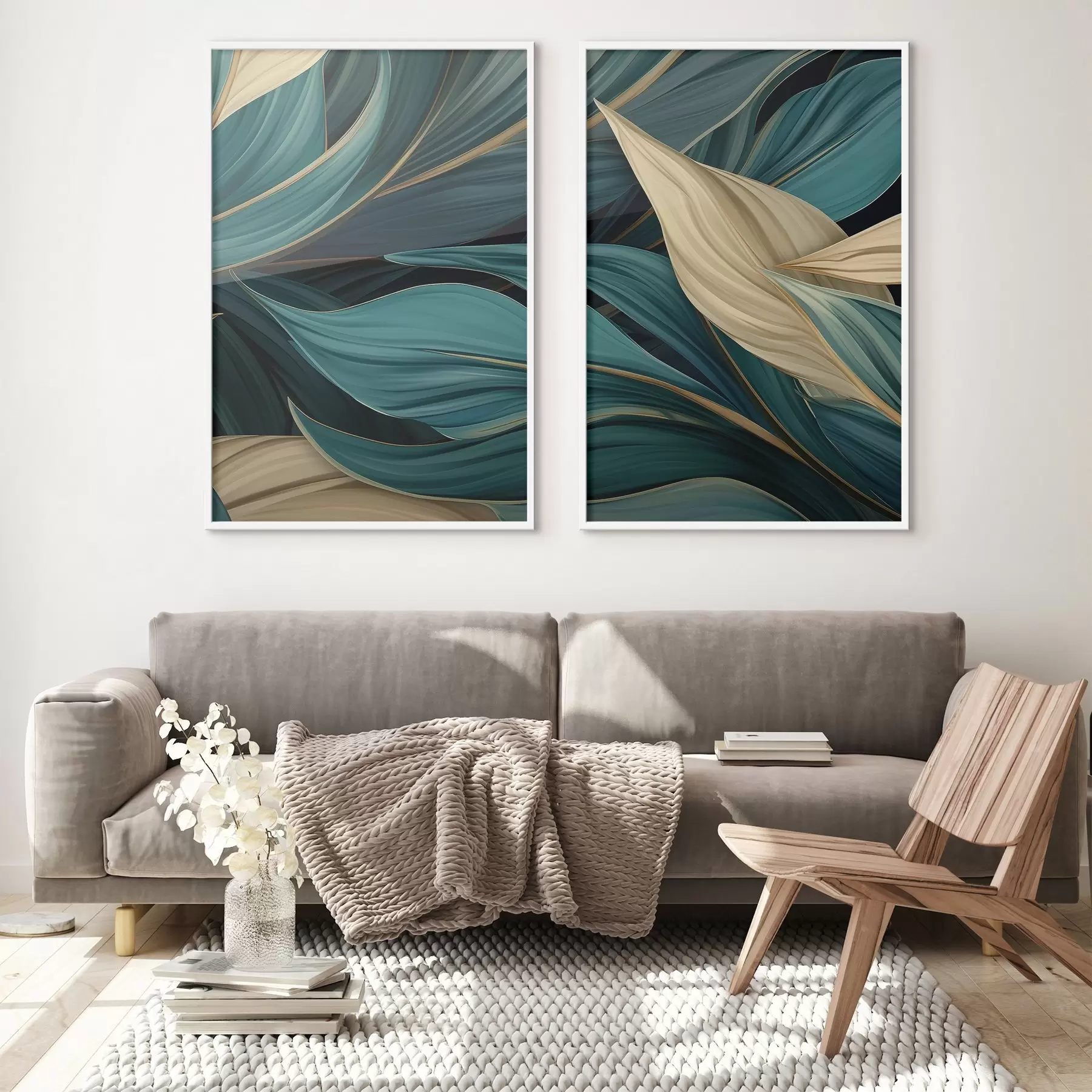 Papier peint Feuilles abstraites vertes d01063