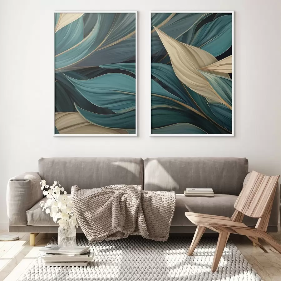 Papier peint Feuilles abstraites vertes d01063