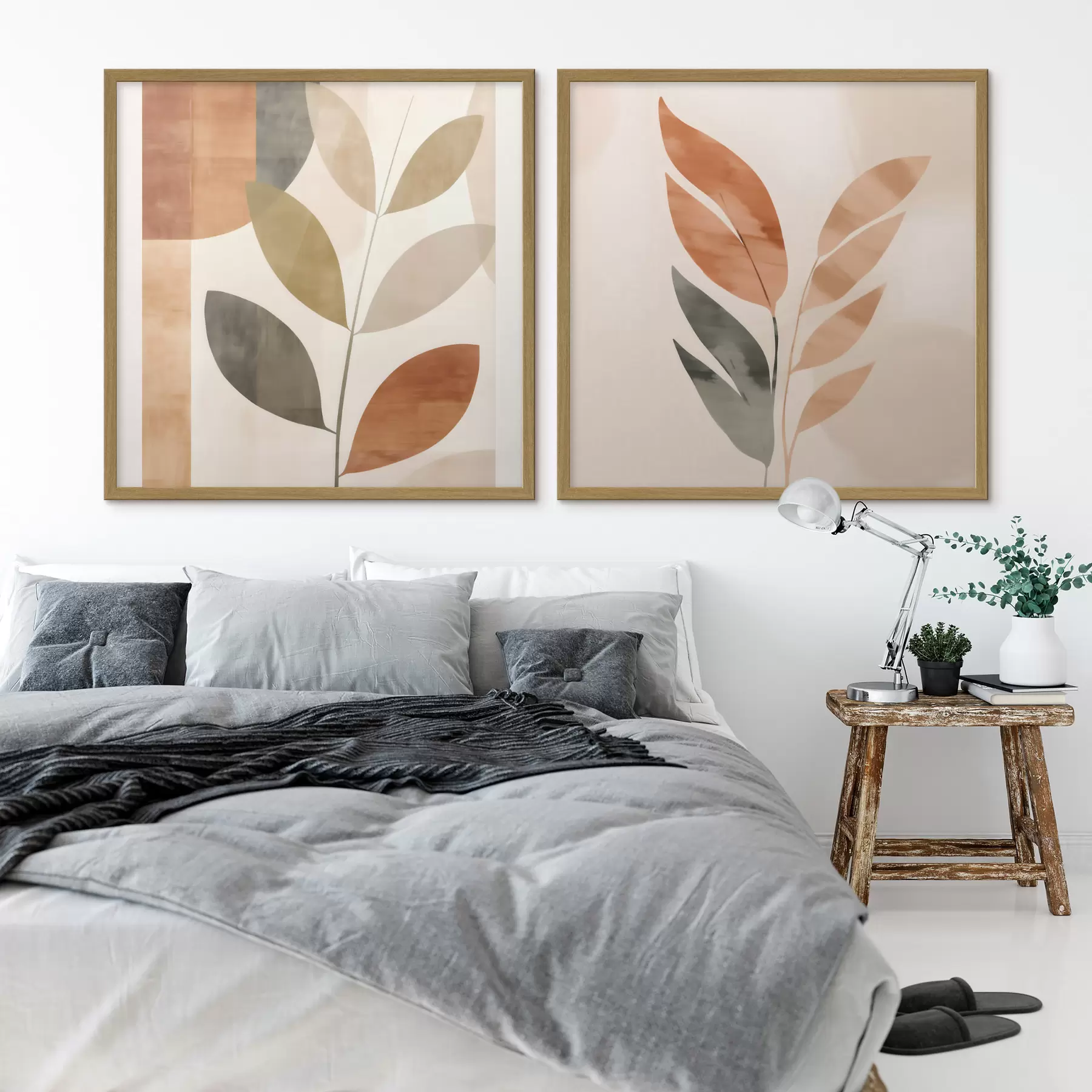 Papier peint Représentation stylisée d'une plante dans une palette de couleurs apaisantes d00984
