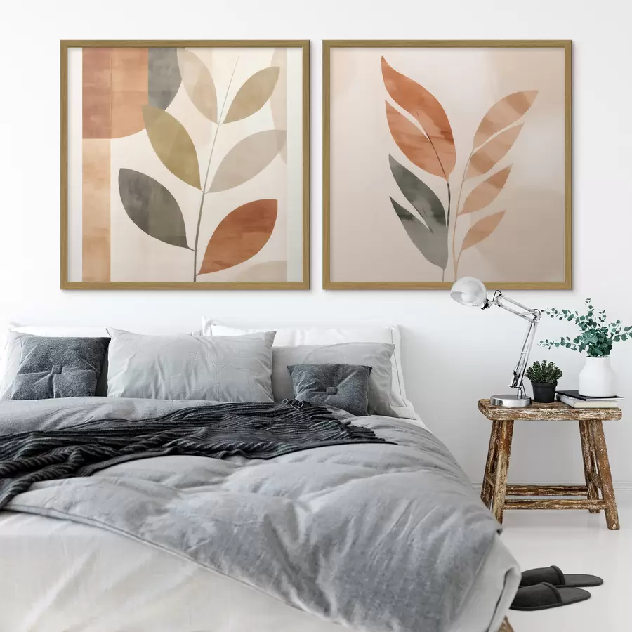 Papier peint Représentation stylisée d'une plante dans une palette de couleurs apaisantes d00984